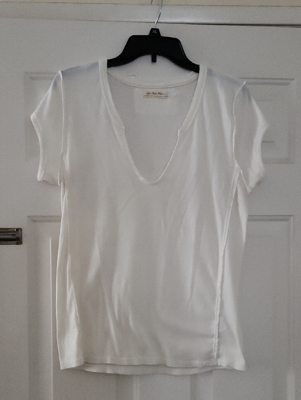 We The Free Off White Deep V-Neck Short Sleeve Tee